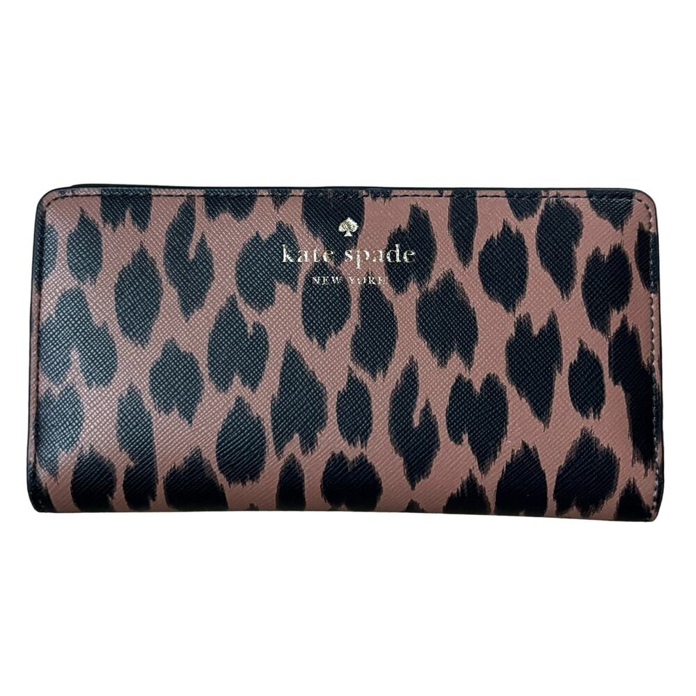 SOLD Kate Spade Spotted Animal Print Large Slim Bifold Wallet